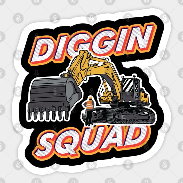 Funny Excavator and Construction Worker Heavy Equipment Sticker by Riffize